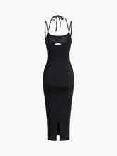 Two Tone Halter Midi Dress